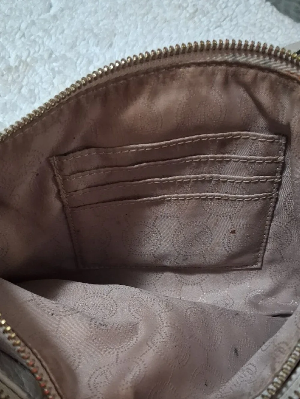 Michael Kors Beige Pebbled Leather Crossbody with Gold Hardware